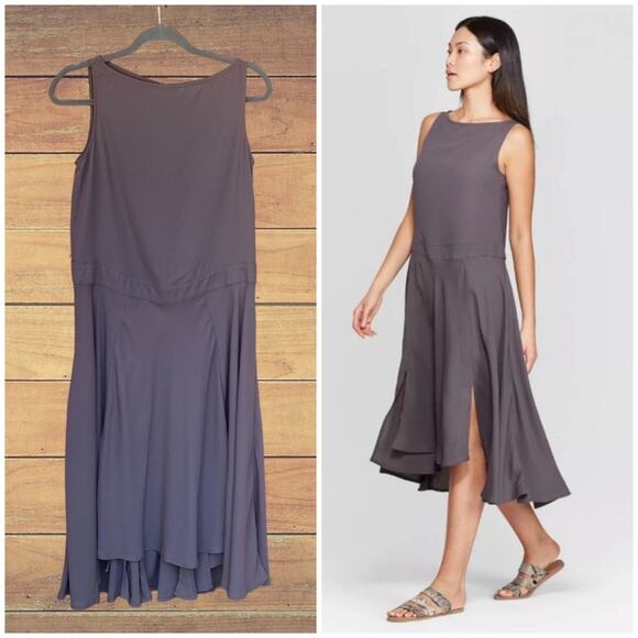 Prologue taupe drop waist midi dress - Picture 1 of 7